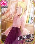  blonde_hair blouse card_(medium) character_name church clarice_(idolmaster) closed_eyes flower flower_(symbol) frills idolmaster idolmaster_cinderella_girls indoors instrument jpeg_artifacts official_art organ pipe_organ smile solo stained_glass 
