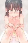  bathing black_eyes black_hair blush breasts long_hair nipples nude original petite pubic_hair pussy shimetta_seiya showering sitting small_breasts soap solo steam towel wet 