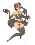  black_hair blush_stickers breasts elbow_gloves extra_eyes fangs gloves insect_girl kanemaki_thomas large_breasts monster_girl multiple_arms original red_eyes short_hair solo spider_girl steepled_fingers thighhighs 