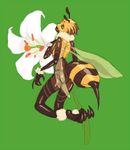  antennae bee_girl claws flower insect_girl insect_wings kanemaki_thomas lily_(flower) monster_girl multiple_arms no_pupils nude original simple_background solo stinger wings 