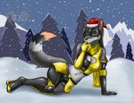  canine cleavage clothed clothing female libra-11 mammal snow winter wolf wolfrider 