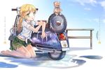  blonde_hair day green_eyes ground_vehicle jin_young-in kneeling low_twintails md5_mismatch motor_vehicle open_mouth original scooter see-through shirt skirt sky sleeves_rolled_up solo sponge stuffed_animal stuffed_toy teddy_bear tire twintails washing water wet wet_clothes wet_shirt 