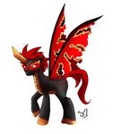  ambiguous_gender battra butterfly_wings equine glowing glowing_eyes godzilla_(series) grin hair horn hybrid looking_at_viewer mammal my_little_pony not_furry plain_background ponification red_eyes red_hair signature solo starshinebeast unknown_artist white_background winged_unicorn wings 