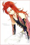  4-masa bad_id bad_pixiv_id blue_eyes copyright_name headband long_hair male_focus red_hair smile solo tales_of_(series) tales_of_symphonia white_background zelos_wilder 
