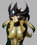  birren breasts center_opening cleavage headdress highres large_breasts league_of_legends lips md5_mismatch mermaid monster_girl nami_(league_of_legends) scales solo upper_body 