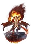  armor beard biceps blonde_hair chest_tuft demon facial_hair fire fur hair horn magic male muscles nude pecs red_eyes roger13 solo sword tuft weapon wings 