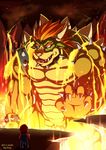  &#26441;&#40180; ?? abs biceps bowser fangs fire green_skin hair horn koopa lava male mario mario_bros muscles nintendo nipples nude open_mouth pecs piercing red_hair scalie shell spikes teeth video_games warm_colors white_eyes yellow_skin 