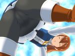  all_fours boots brown_hair cameltoe closed_eyes cloud final_fantasy final_fantasy_iii from_below hou_(hachiyou) no_panties pantyhose parted_lips refia solo thigh_boots thighhighs 