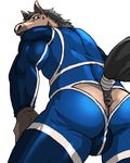  athletic athletic_gear back_to_viewer biceps bulge butt equine horse incarnata incarnata_(artist) looking_at_viewer looking_back male mammal muscles puffy_anus solo 