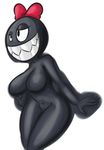  black black_body bow breasts chain_chomp dtmech female grin humanoid not_furry nude plain_background solo white_background wide_hips 