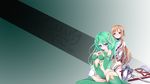  blush breasts green_eyes green_hair orange_hair rydia yuuki_asuna 