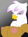  amber_eyes anthro anthrofied arandomdog avian big_breasts breasts chest_tuft edit equine exwolf85 female friendship_is_magic fur gilda_(mlp) gryphon horse looking_at_viewer looking_at_viwer my_little_pony nipples plain_background pony portrait solo tuft 