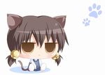  :&lt; animal_ears bell black_hair brown_eyes cat_ears cat_tail chibi funami_mari jingle_bell jitome kagerou_(kers) kemonomimi_mode short_hair solo tail twintails yuru_yuri 