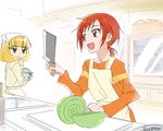  blonde_hair hino_akane_(smile_precure!) kise_yayoi multiple_girls open_mouth orange_shirt precure quality_cabbage red_hair shirt short_hair smile smile_precure! tonbi 