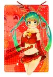  age_(moco018) antlers belt blush breasts christmas covered_nipples detached_sleeves green_eyes green_hair hatsune_miku long_hair medium_breasts midriff navel skirt smile solo twintails vocaloid zoom_layer 
