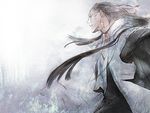  1boy black_hair bleach haori hina_(myao_n) japanese_clothes long_hair male male_focus scar solo taichou_haori zaraki_kenpachi 