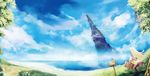  blonde_hair cloud day lake original scenery skyline solo suitcase tokiame tower tree 