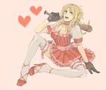  bad_girl bad_id bad_pixiv_id baseball_bat blonde_hair blood blush breasts cleavage dress frills full_body gloves heart high_heels medium_breasts no_more_heroes shoes simple_background skirt solo thighhighs yuji_(fmfm) 