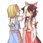  alice_margatroid animal_ears blush dog_ears dog_tail hakurei_reimu kemonomimi_mode multiple_girls natsuk petting smile tail touhou 