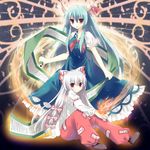  bad_id bad_pixiv_id bangs ex-keine fujiwara_no_mokou kamishirasawa_keine kinoko long_hair multiple_girls scroll touhou 