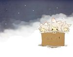  animal_ears box cat_ears chibi for_adoption fujiwara_no_mokou in_box in_container kemonomimi_mode mimaru moon multiple_girls multiple_persona night sleeping touhou translated zzz 