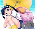  backpack bad_id bad_pixiv_id bag bakemonogatari black_hair blush hachikuji_mayoi kasai_shin monogatari_(series) snail solo twintails umbrella 