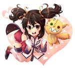  anise_tatlin brown_eyes brown_hair doll gloves heart heart_background isuka long_hair pink_background solo stuffed_toy tales_of_(series) tales_of_the_abyss thighhighs tokunaga twintails 