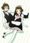  akizuki_ryou bad_id bad_pixiv_id brown_eyes brown_hair butler dual_persona glasses hanatsuka idolmaster idolmaster_dearly_stars maid otoko_no_ko short_hair thighhighs 