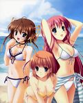  3girls beach bikini multiple_girls ocean sea side-tie_bikini swimsuit 