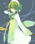  androgynous creature green_hair hair_tubes ion koto_(colorcube) lowres male_focus mieu robe sidelocks staff tales_of_(series) tales_of_the_abyss 