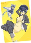  bad_id bad_pixiv_id bandages blazer blue_eyes blue_hair blush breasts cabbie_hat dual_persona hat highres jacket jpeg_artifacts large_breasts open_clothes open_shirt panties pants panty_pull persona persona_4 reverse_trap school_uniform senbei_(avocadochaya) shirogane_naoto shirt short_hair shorts socks sukuna_hikona underwear undressing yasogami_school_uniform yellow_eyes 