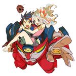  1girl bad_id bad_pixiv_id barefoot blush boota carrying feet hug lagann legs nia_teppelin simon tengen_toppa_gurren_lagann todoroki_sora 