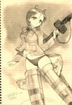  bad_id bad_pixiv_id drum_magazine dual_drum_magazine gun kisetsu machine_gun mg42 minna-dietlinde_wilcke monochrome sketch solo strike_witches striker_unit traditional_media weapon world_witches_series yellow 