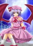  blue_hair hat remilia_scarlet ribbon shino_(moment) short_hair solo touhou wings 