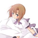  akane_(roadside) blue_eyes brown_hair dress higurashi_no_naku_koro_ni lowres ryuuguu_rena short_hair solo 