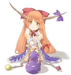  blush chain gourd hane_(hanegoya) horns ibuki_suika long_hair orange_hair ribbon solo touhou 