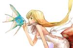  blonde_hair celes_chere dress final_fantasy final_fantasy_vi fish green_eyes long_hair lowres solo suimin 