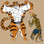  abs anthro balls biceps big_muscles big_penis boxers clothing duo feline flaccid flexing fur gay leopard male mammal mike_the_tiger muscles neodokuro neozcommish nipples nude orange_fur pecs penis pose presenting shorts showing_off size_difference standing thick_penis tiger toned uncut underwear white_fur 