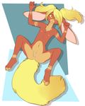 anthro anus blonde_hair breasts cabbit cat cub digitigrade feline female hair hair_over_eye hindpaw hybrid iko lagomorph looking_at_viewer lying mammal nipples nude on_back paws pinup pose pussy rabbit small_breasts solo spread_legs spreading toes yellow_eyes young 