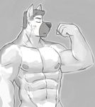  canine dog german_shepherd half-dressed male mammal monochrome nipples solo topless vasuki 