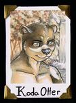  blind colored cute drawing help_tagging koda_otter leaves lutrai male mammal mustelid otter photo portrait redcoatcat smile tree tribal tribal_markings water 