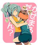  ? bad_id bad_pixiv_id blue_hair brown_eyes brown_hair endou_mamoru goalkeeper headband hug inazuma_eleven inazuma_eleven_(series) kazemaru_ichirouta ku--ma long_hair male_focus multiple_boys otoko_no_ko ponytail raimon red_eyes soccer_uniform sportswear yaoi 