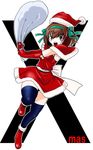  boots brown_eyes brown_hair christmas hairband hat sack santa_costume santa_hat sentape short_hair suzumiya_haruhi suzumiya_haruhi_no_yuuutsu thighhighs 