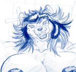  big_breasts breasts fangs female first_person_view hair huge_breasts hyena jenna_kutu ken_sample long_hair looking_at_viewer mammal monochrome nipples sketch solo spotted_hyena teeth tongue 