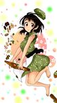  bad_id bad_pixiv_id barefoot brown_eyes brown_hair candy food full_body hat highres holding japanese_clothes kimono looking_at_viewer nisekoi onodera_kosaki sandals short_hair short_kimono simple_background sleeveless sleeveless_kimono solo tripping yuzu_(popuracherry) 