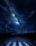  crosswalk highres megatruh night night_sky no_humans original power_lines road scenery sky star star_(sky) starry_sky watermark web_address 