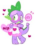  apron blush cr-r crossdressing cute dragon embarrassed friendship_is_magic looking_at_viewer male my_little_pony pixiv scalie shy solo spike_(mlp) young 