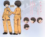  brown_eyes brown_footwear brown_hair character_sheet concept_art english expressions girls_und_panzer gloves hand_on_hip jumpsuit long_sleeves mechanic multiple_views nakajima_(girls_und_panzer) official_art shirt shoes short_hair smile standing sugimoto_isao white_gloves white_shirt 