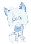  bottomless chibi clothed clothing eyewear feline female glasses hair half-dressed hand_on_hip leopard loli loliswitch long_sleeves looking_at_viewer mammal open_mouth plain_background short_hair smile socks sweater white_background young 