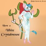  bow christmas crystal cybercorn_entropic english_text female green_eyes hair holidays humor mammal mistletoe mouse pun rodent text translucent white_crystalmouse 